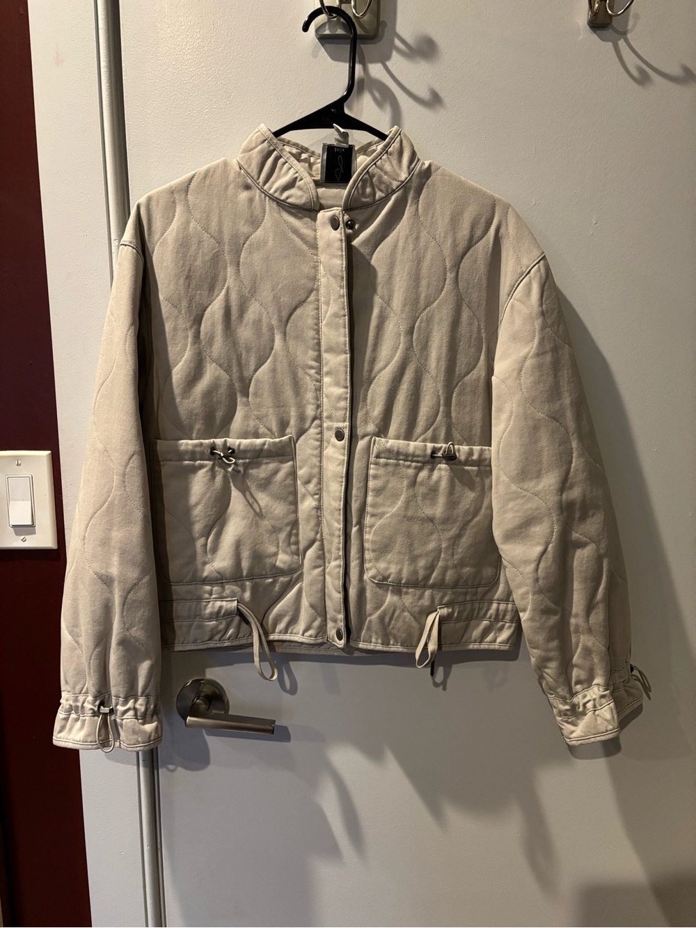 Joie Quilted Jacket- Tan/Grey, Size Small
